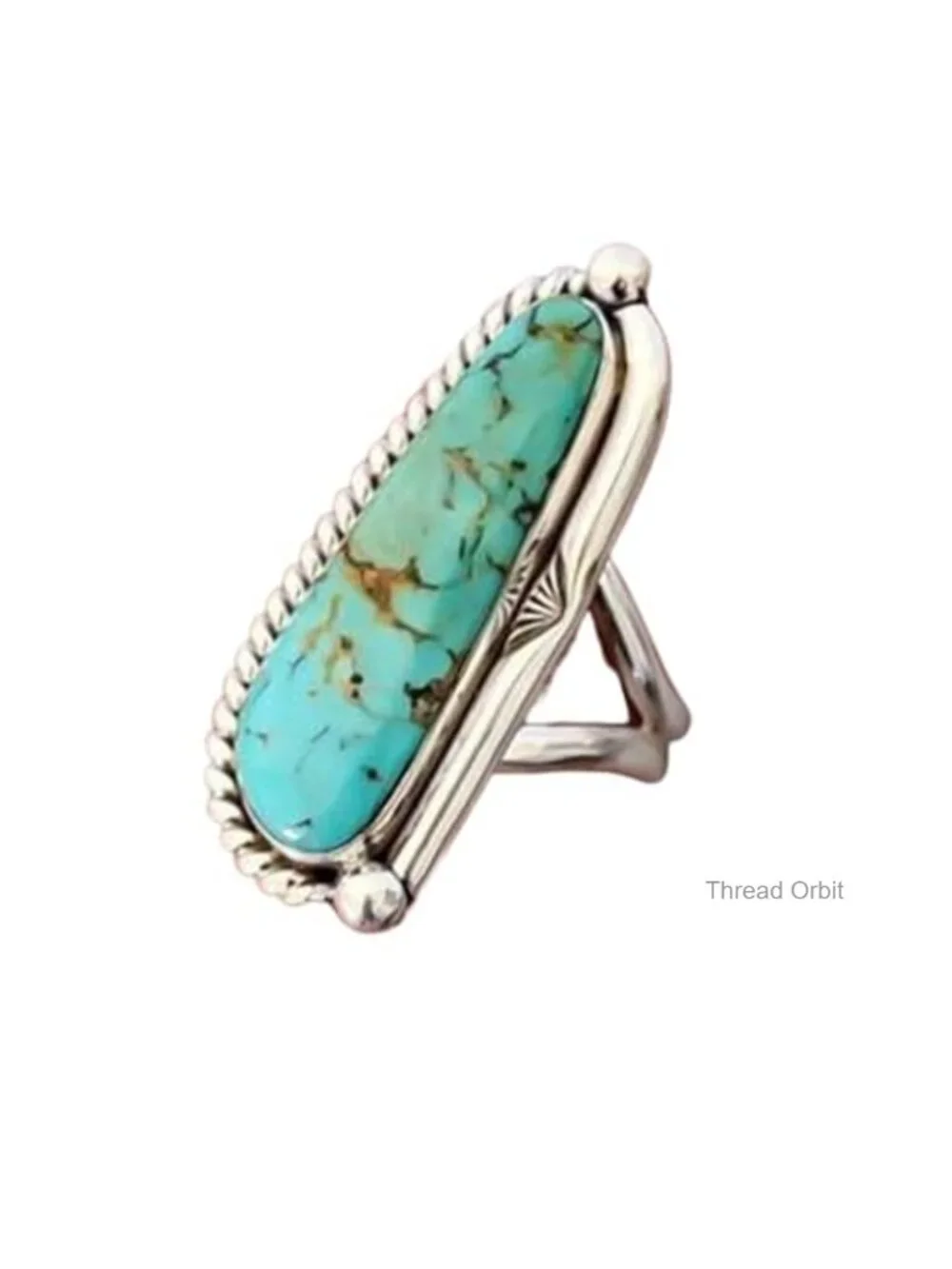 Natural Turquoise Diamond Rings for Women Boho Silve
